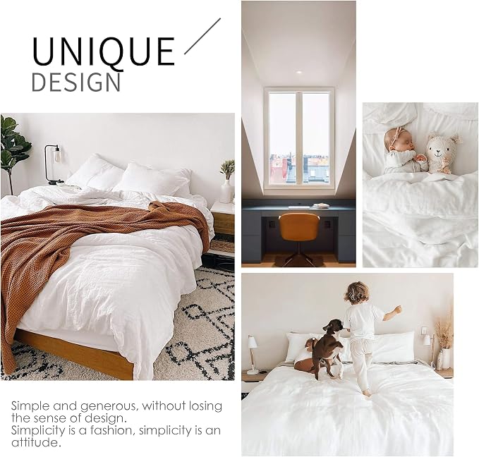 Simple&Opulence 100% Linen Duvet Cover Set 3pcs Basic Style Natural French - Image 5