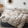 MooMee Bedding Duvet Cover Set 100% Washed Cotton Linen Like Textured by MOOMEE