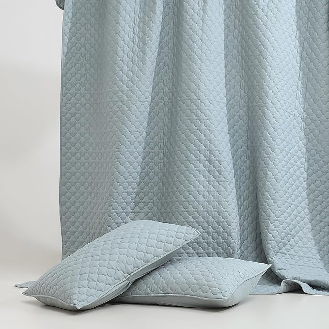 HORIMOTE HOME Quilt King Size Chambray Blue, Lightweight Quilt - Image 4