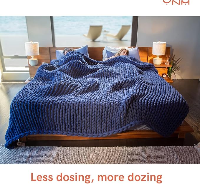 YnM Velvet Weighted Blanket, Handmade Chunky Knitted Design, Soft and Cozy - Image 6
