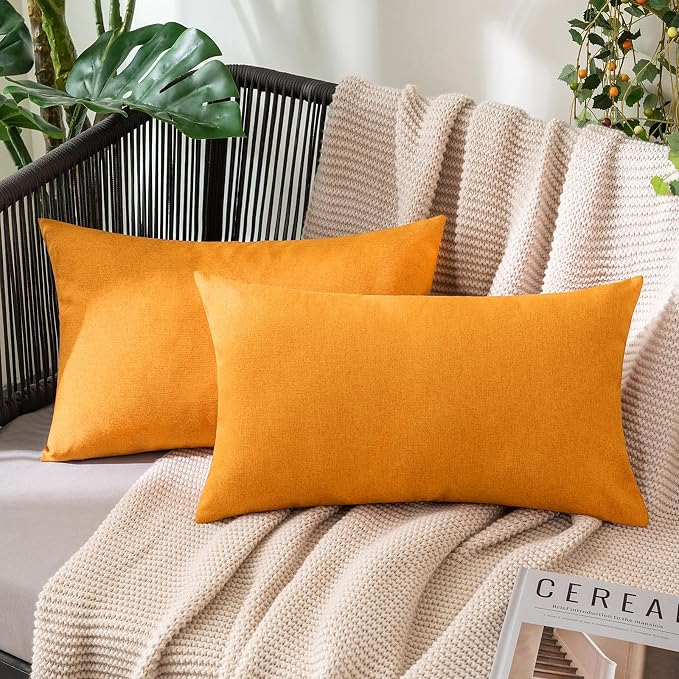 MIULEE Pack of 2 Decorative Outdoor Solid Waterproof Throw Pillow Covers Faux by MIULEE