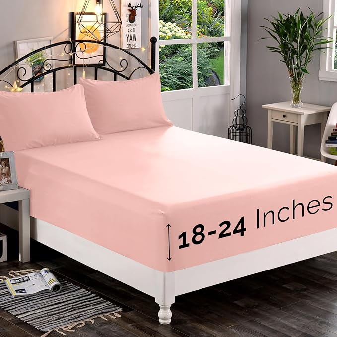Elegant Comfort 1500 Premium Quality Fitted Sheet Ultra Soft 18-24 Inch Extra by ELEGANTCOMFORT