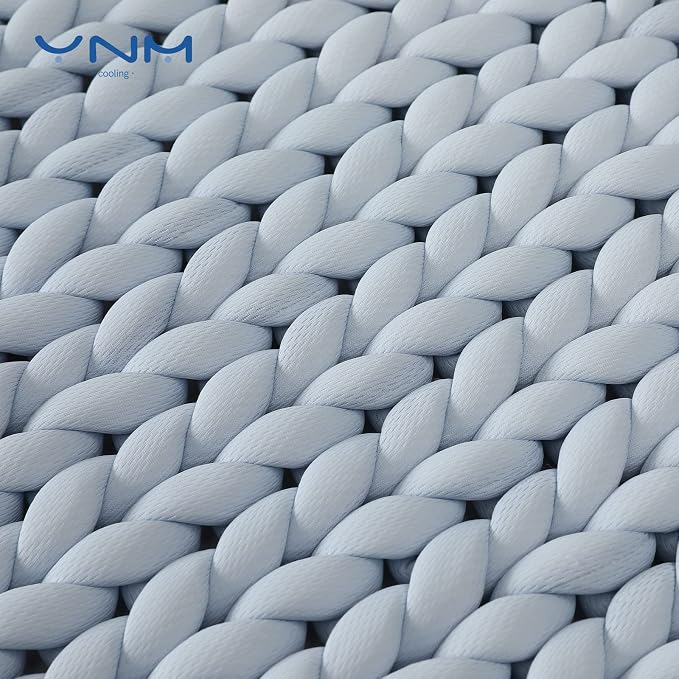 YnM Cooling Weighted Blanket, Handmade Chunky Yarn Knitted Design, Temperature - Image 2