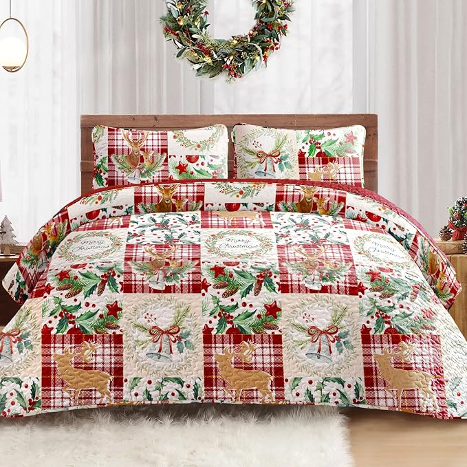 Exclusivo Mezcla Reversible Christmas Quilts Twin Size by ExclusivoMezcla