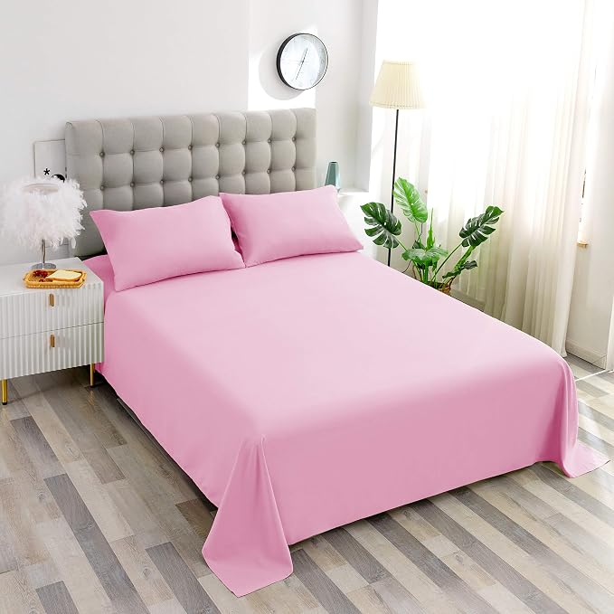 Sfoothome Bedding Flat Sheet, Full Pink Top Sheet - Image 5