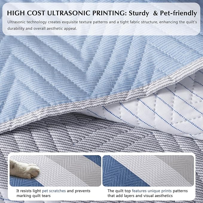 GOONE XL King Quilt Set 106x96 Inches, Lightweight Coverlet Set, Reversible Bed - Image 7