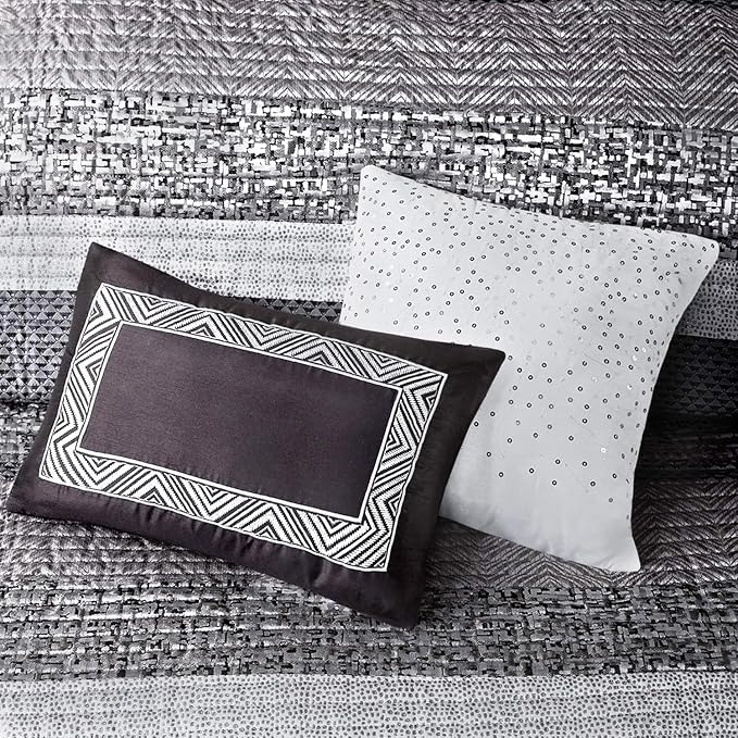 Madison Park Queen Quilt Set Lustrous Jacquard & Glitter Accent Coverlet Set - Image 12