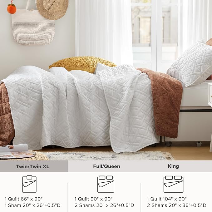 Comfort Spaces Twin Quilt Set Modern Reversible Diamond Coverlet Twin Bedding - Image 8