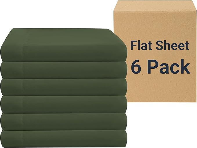 ZPECC King Flat Sheet Only 6 Pack, Durable Olive Green Top Bed Sheets by ZPECC-ABrandThatHasBeenFocusedOnBabyProductsFor18Years