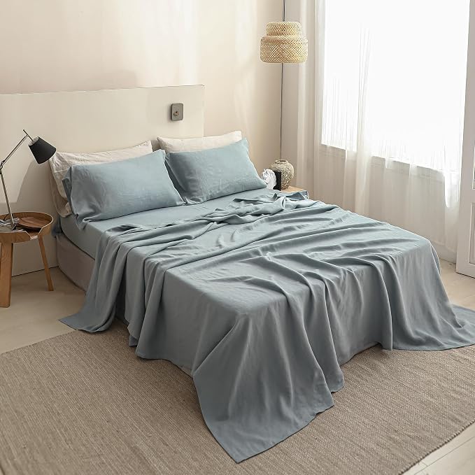 Simple&Opulence French Linen Flat Sheet, 100% Natural Flax Bedding Sheet - Image 8