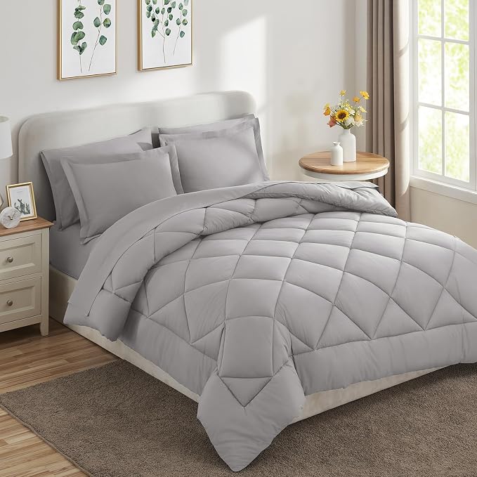 CozyLux Full Size Comforter Sets French Grey - Image 9