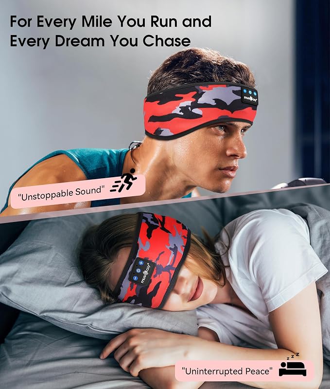 MUSICOZY Sleep Headphones Bluetooth 5.4 Headband, Wireless Earphones Music - Image 2