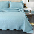 ROOMLIFE Quilt Set King Size 3D Floral Embroidery Pattern 3-Piece Cotton by ROOMLIFE