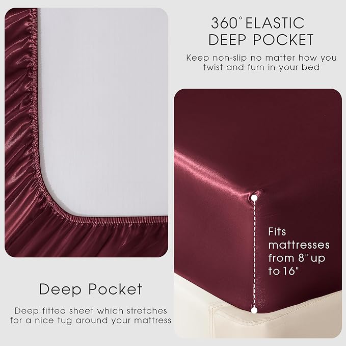 FreshCulture Satin Sheets Twin Size Bed Set - Image 4