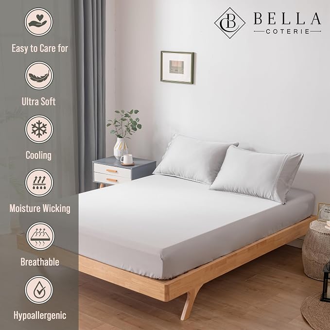 Bella Coterie Queen Size Fitted Sheet Only | Luxury Bamboo Viscose | 100% - Image 2