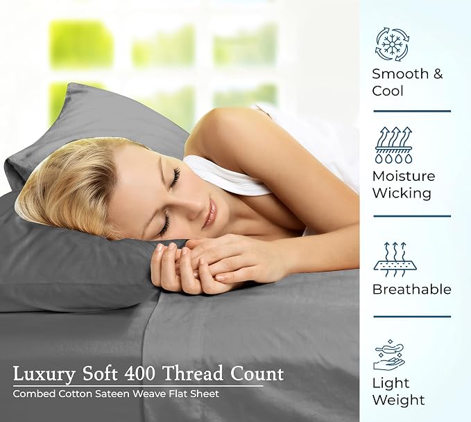 400 Thread Count 100% American Grown Cotton Flat Sheet - Image 5