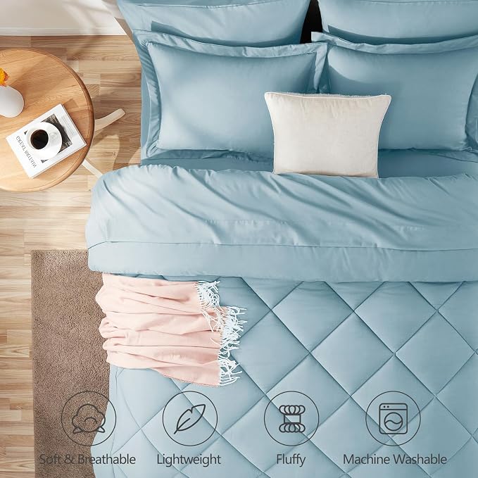 CozyLux Full Size Comforter Sets Light Blue - Image 2