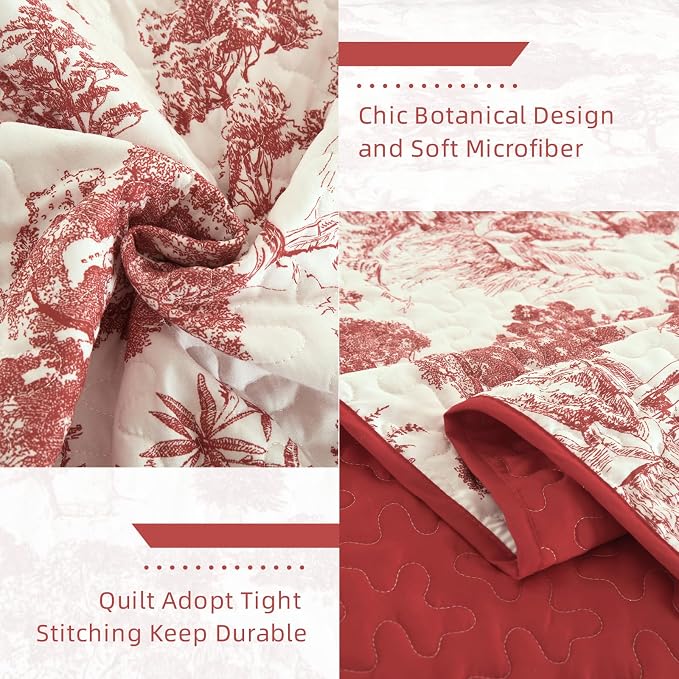 WONGS BEDDING Botanical Quilt Set Queen Size - Image 5