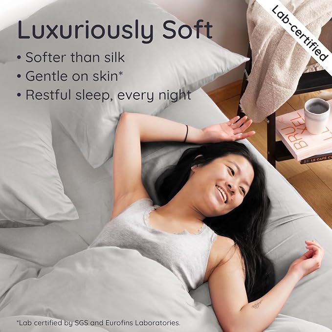 Bambaw 100% Viscose Derived from Bamboo Fitted Sheet Queen Size, Cooling Fitted - Image 4