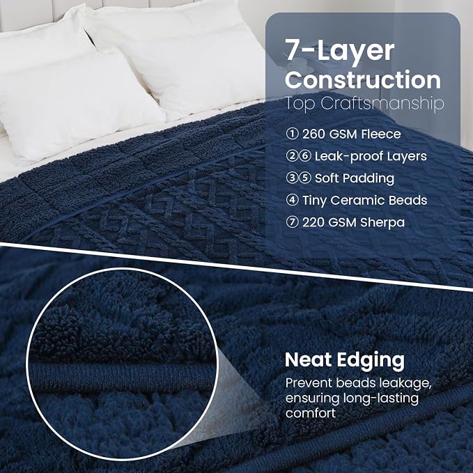 Weighted Blanket Queen Size 60x80 inches, Toasty Soft Stylish Sherpa Bed - Image 6