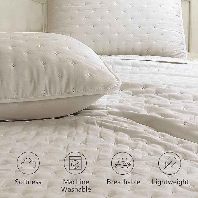 ROARINGWILD Beige King Size Quilt Bedding Set - Image 3