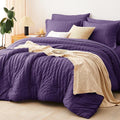 CozyLux King Size Comforter Set Purple Seersucker 7 Pieces Bed in a Bag King by CozyLux