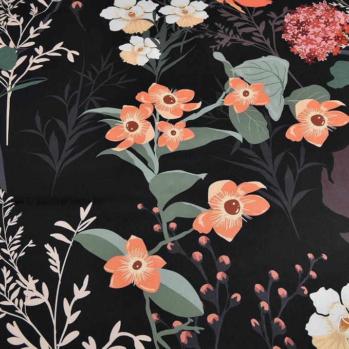 Yiran Black Red Floral Comforter Set Queen Size, 7 Piece Winter Comforter - Image 5