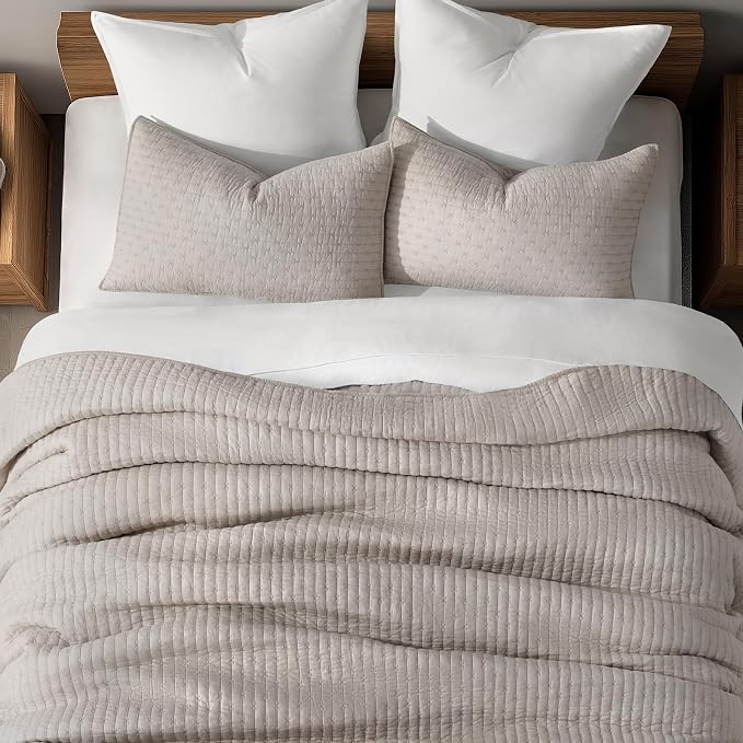 EVERGRACE Cross Stitch Pre-Washed Cotton Quilt Bedding Set Queen Size, - Image 4