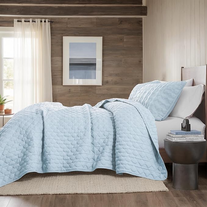 WDCOZY Light Blue Quilts Queen Size Bedding Set - Image 5