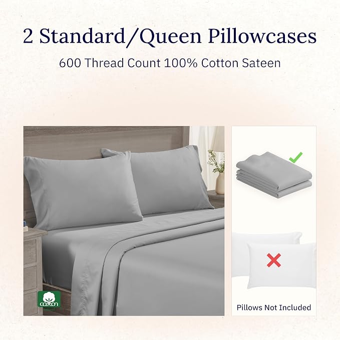 CALIFORNIA DESIGN DEN Luxuriously Soft Hotel Quality 600 Thread Count, 100% - Image 4