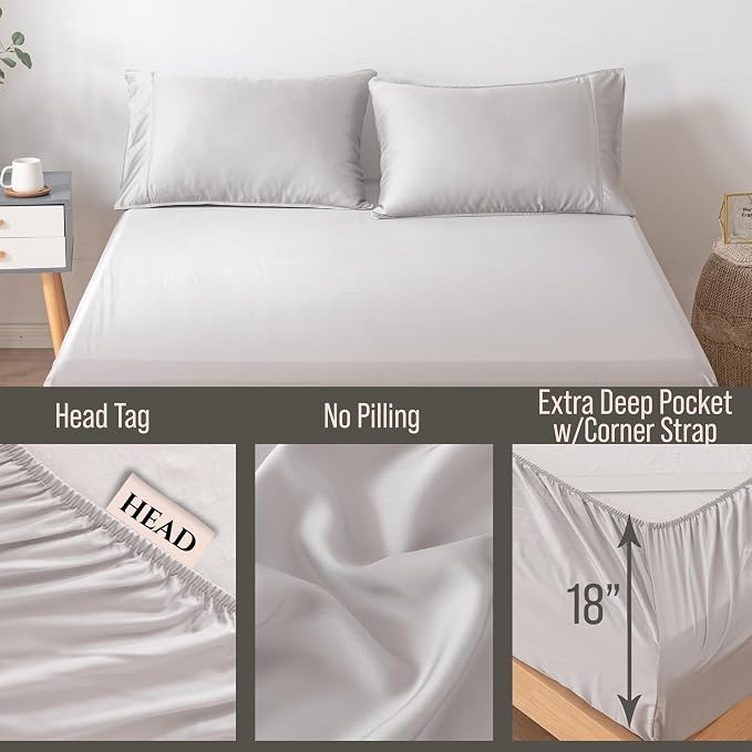Bella Coterie Queen Size Fitted Sheet Only | Luxury Bamboo Viscose | 100% - Image 3