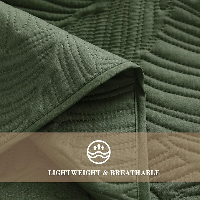 Exclusivo Mezcla California King Quilt Bedding Set, Lightweight Olive Green - Image 4