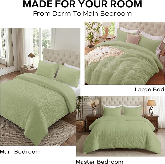 Cozyide Green Duvet Cover King Size, 3 Pieces Bedding Duvet Covers, Soft - Image 7