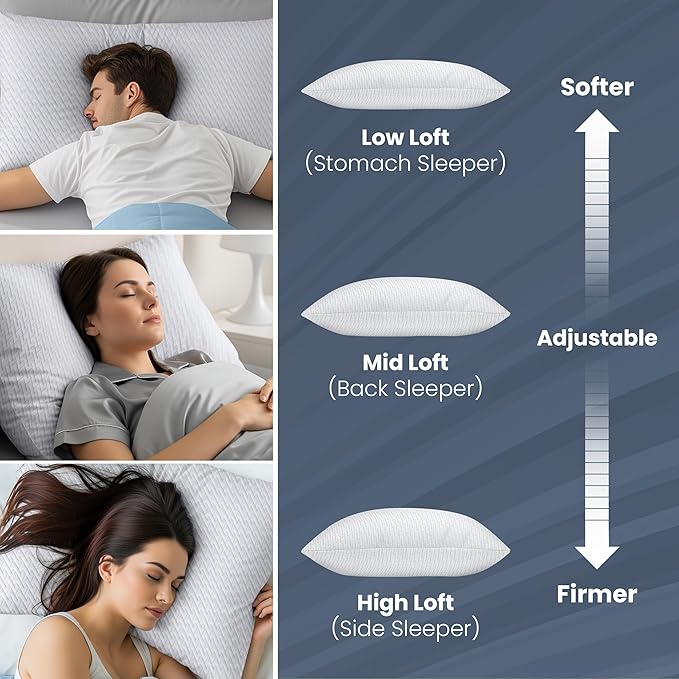 Utopia Bedding Shredded Memory Foam Pillows, Cooling Adjustable Bed Pillows - Image 5