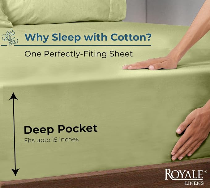Royale Linen 100% Organic Cotton Fitted Sheet - Image 2