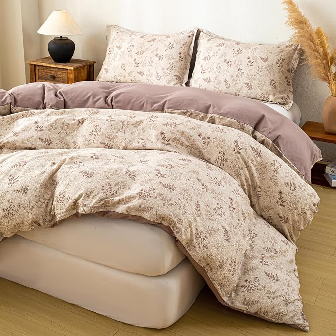 OAITE Brown Tree Queen Size Duvet Cover-3 Pieces Prewashed Cotton-Like - Image 3