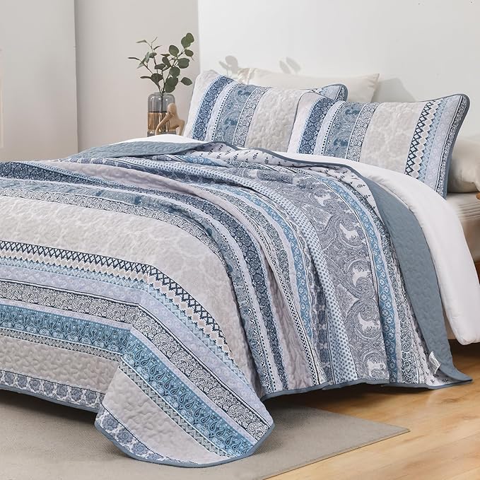 WONGS BEDDING Boho Quilt Set Full Size, Lightweight Bedspread Coverlet Bedding - Image 2