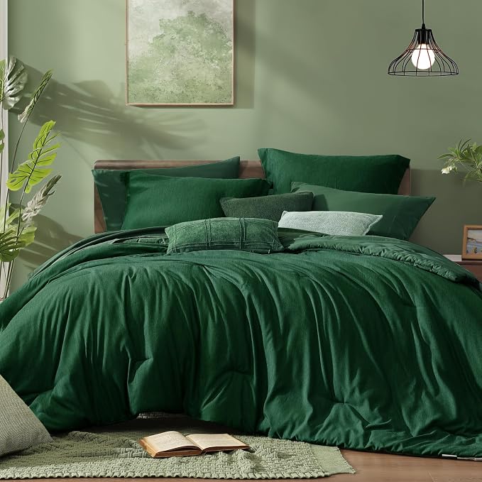 Monbix Full Size Comforter Set, Emerald Green Bedding Comforter by Monbix