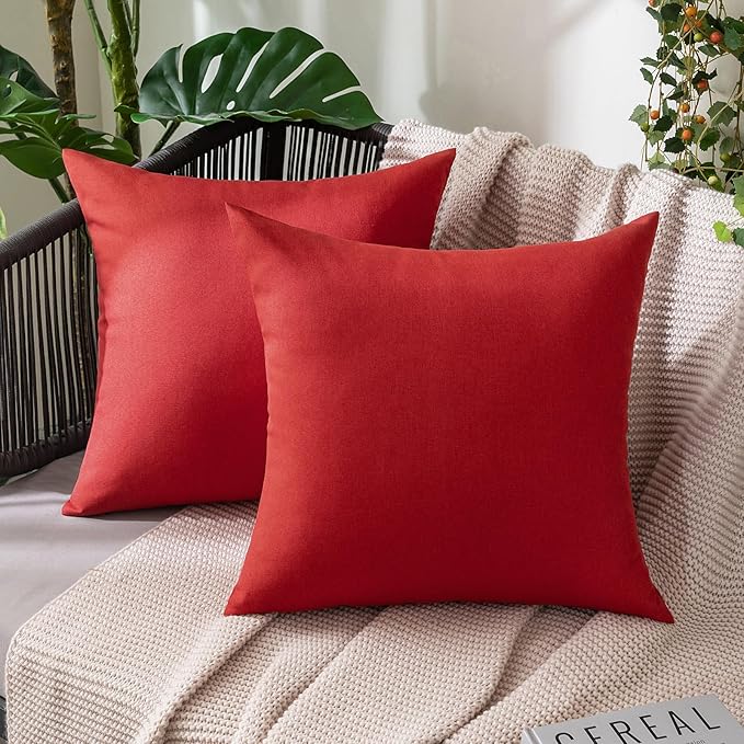MIULEE Pack of 2 Decorative Outdoor Solid Waterproof Throw Pillow Covers Euro by MIULEE