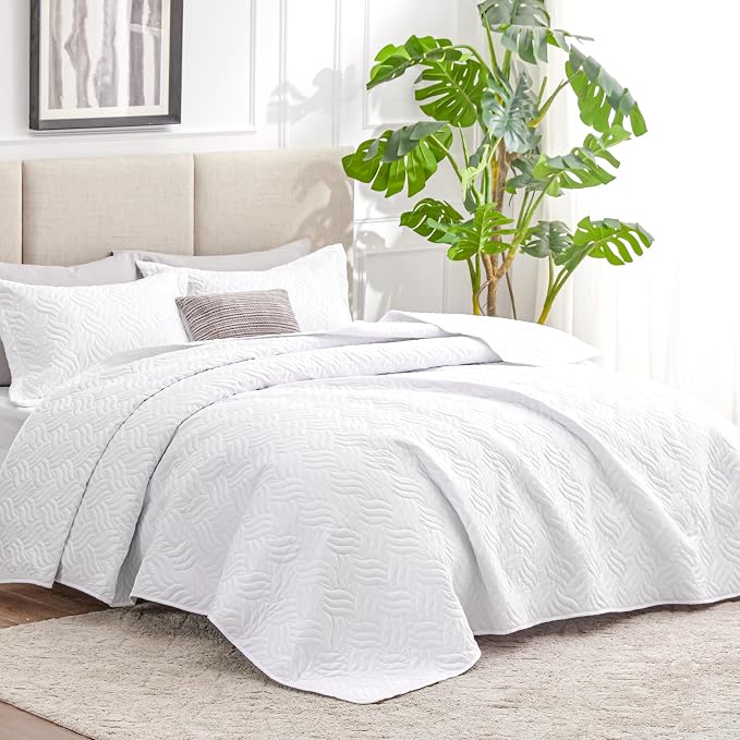 Love's cabin Twin Quilt Set White Bedspreads - Image 2
