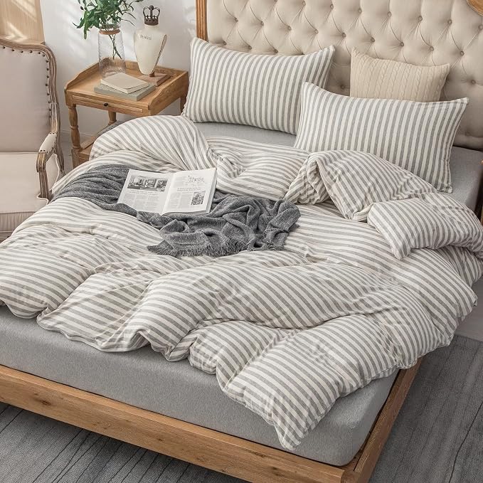 PURE ERA Jersey Knit Duvet Cover Set 100% T-Shirt Heather Cotton Super Soft - Image 4