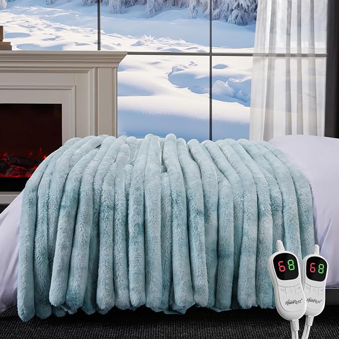 Heated Throw Blanket, Faux Fur Cozy Heating Blanket - Image 7