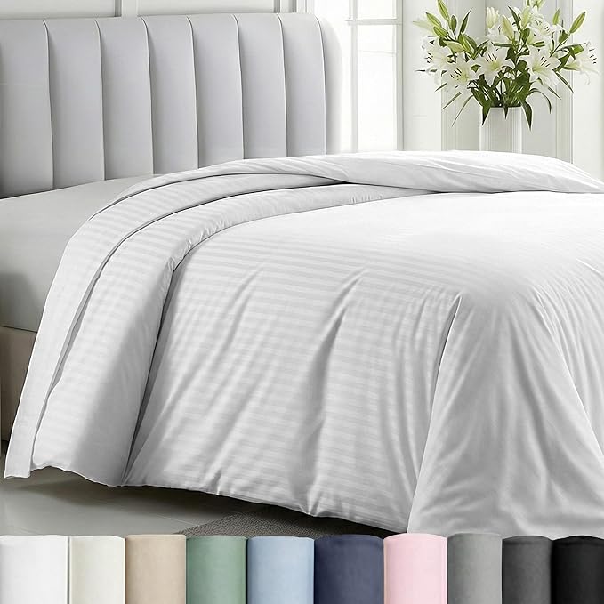California Design Den Striped White Duvet Cover King Size Only by CaliforniaDesignDen
