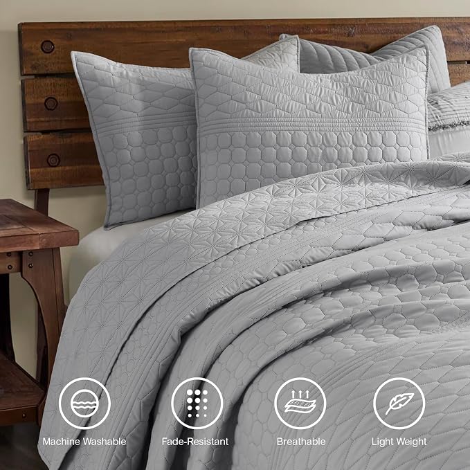 HORIMOTE HOME Grey Queen Size Quilt Set - Image 2