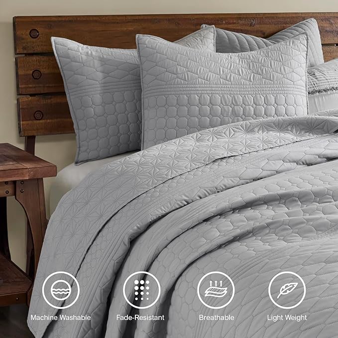 HORIMOTE HOME Grey King Size Quilt Set - Image 2