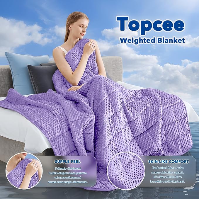 Topcee Weighted Blanket for Adults, Minky Dots Heavy Blanket for Woman - Image 2