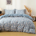 OAITE Blue Flower Queen Size Duvet Cover-3 Pieces Prewashed Cotton-Like by OAITE