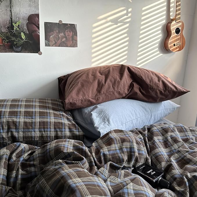 mixinni Vintage Buffalo Plaid Duvet Cover Set California King, 3 Piece Washed - Image 4