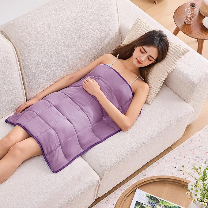 Purple Weighted Lap Blanket for Adults 7lbs, Portable Travel Weighted Blankets by BETU