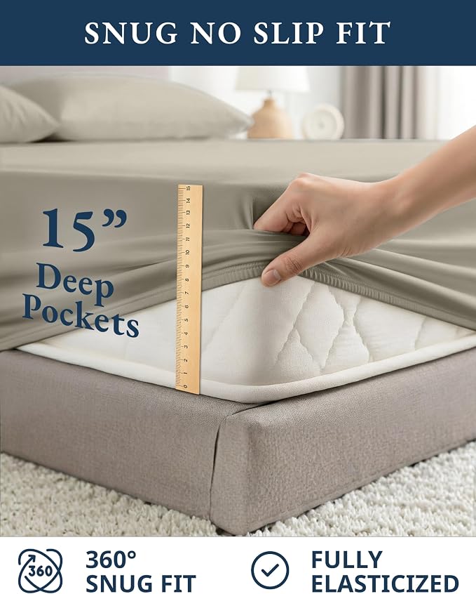 LANE LINEN 100% Organic Cotton Mercerized Queen Sheets, Soft & Comfy Naturally - Image 7